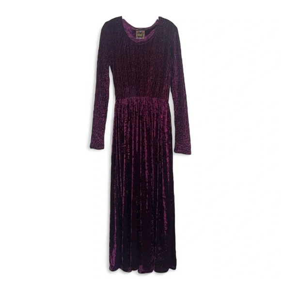 Circle T Dresses & Skirts - Vintage Circle T Western Purple Velvet Long Sleeve Smocked Maxi Dress XS S
